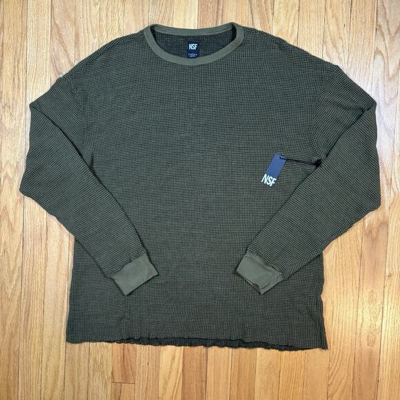 NWT $150 NSF Men’s Large Motor Slim Thermal Range Green Long Sleeve Pullover Top - Picture 1 of 16